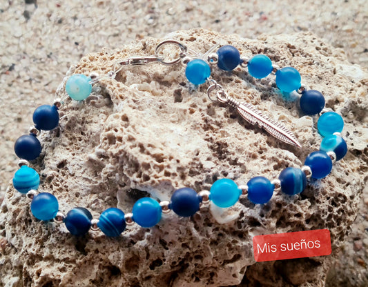 Edelstein-Armband blau/marmoriert/silber