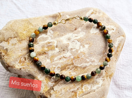 Smaragd und Tigerauge Edelstein-Armband