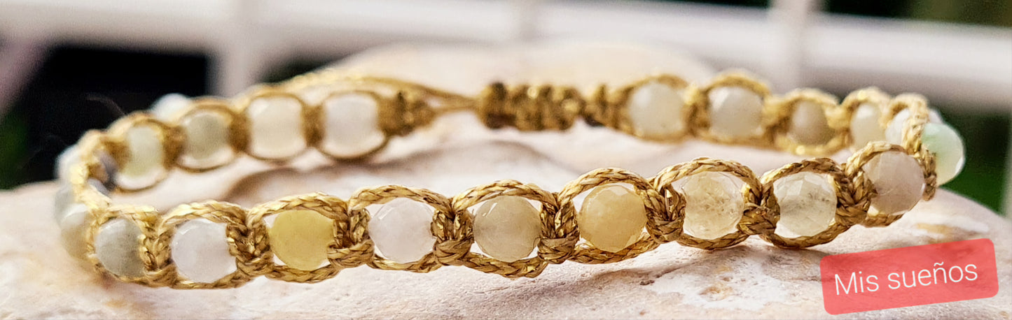 Makramee-Armband Burma-Jade Edelstein-Perlen