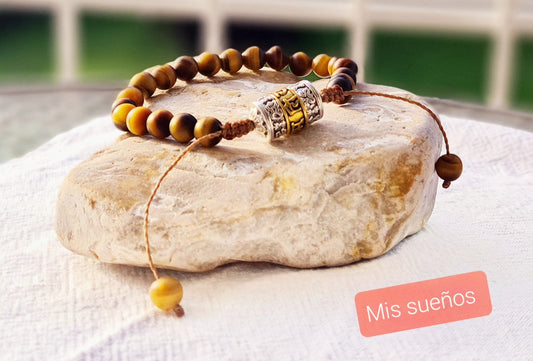 Herrenarmband "Naturstein-Perlen mit tibetischer Gebetsmühle" verschiedene Variationen