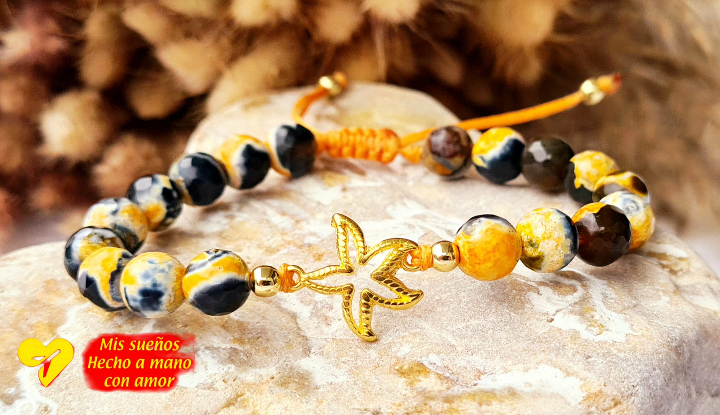 Seestern-Armband mit Sunset-Achat