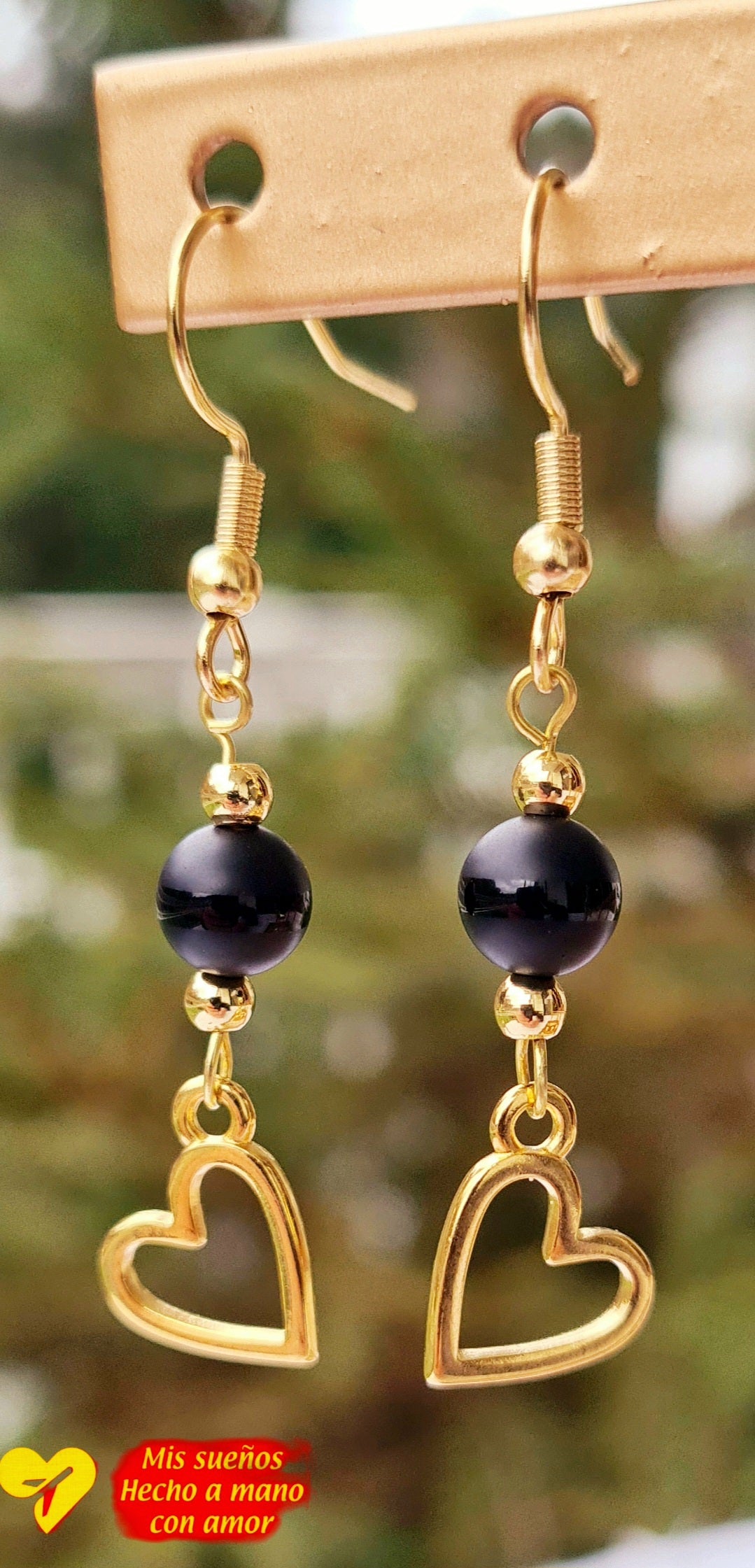 Ohrringe "Onyx mit Herz"