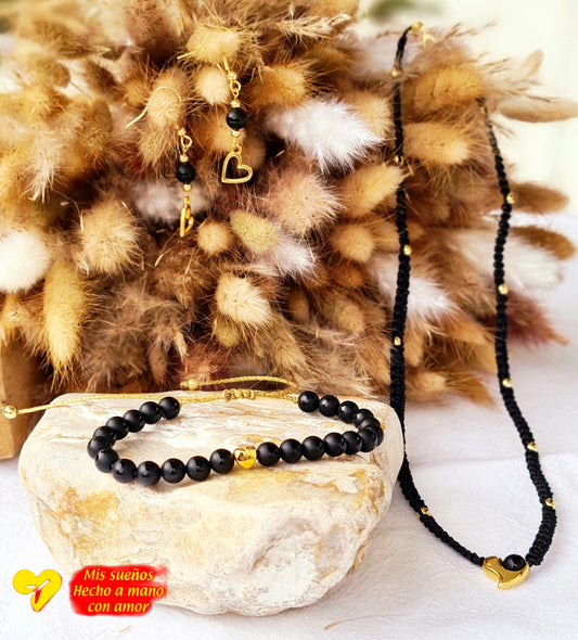 Set "Onyx mit Herz"