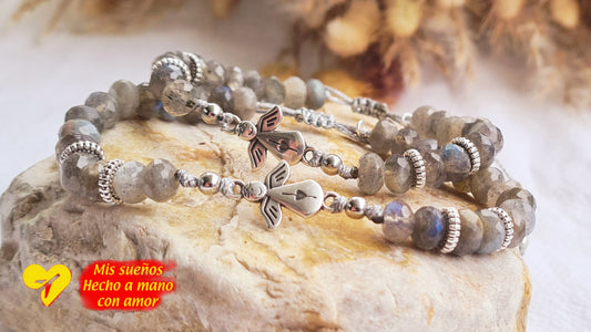 Mutter-Tochter-Armband Labradorith