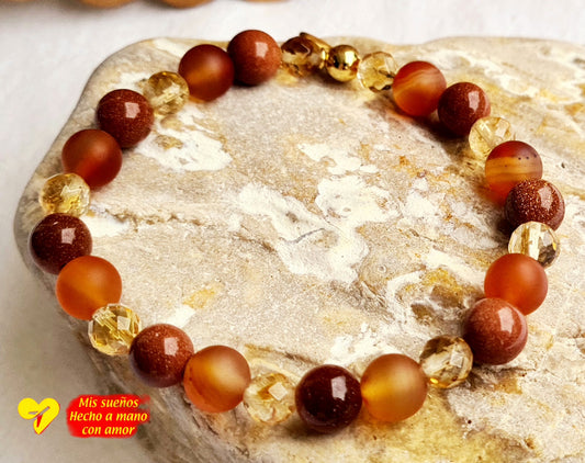 Armband mit Citrin, Carneol und Goldfluss