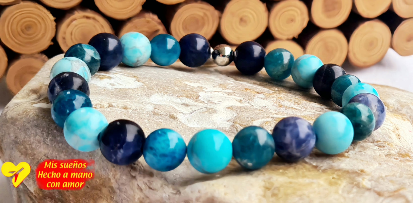Armband Apatit, Magnesit gefärbt und Sodalith
