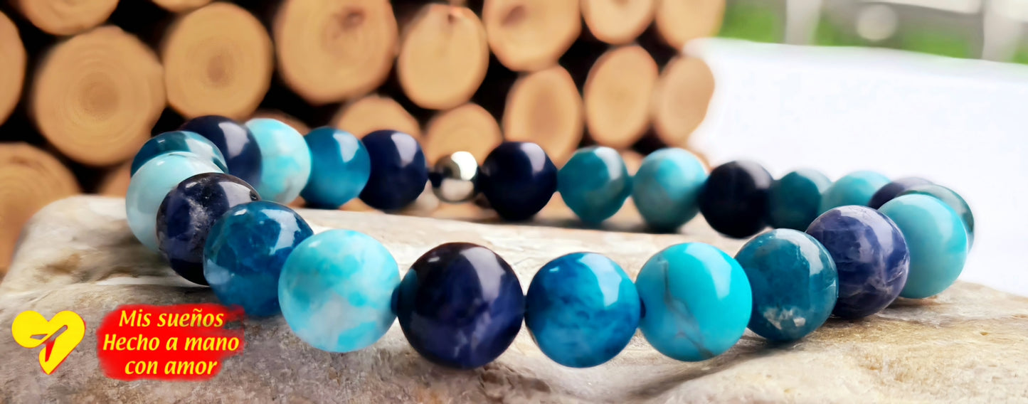 Armband Apatit, Magnesit gefärbt und Sodalith