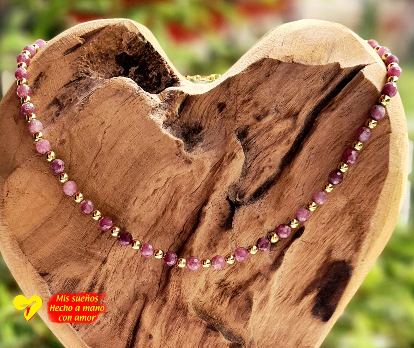 Turmalin pink Edelstein-Halskette