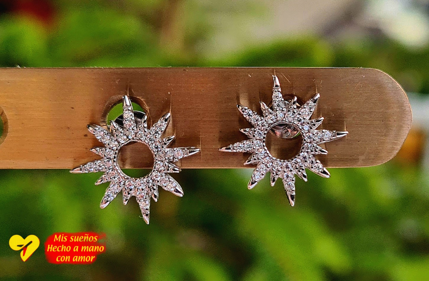Glänzende Ohrstecker "Sonne" 925 Sterling Silber