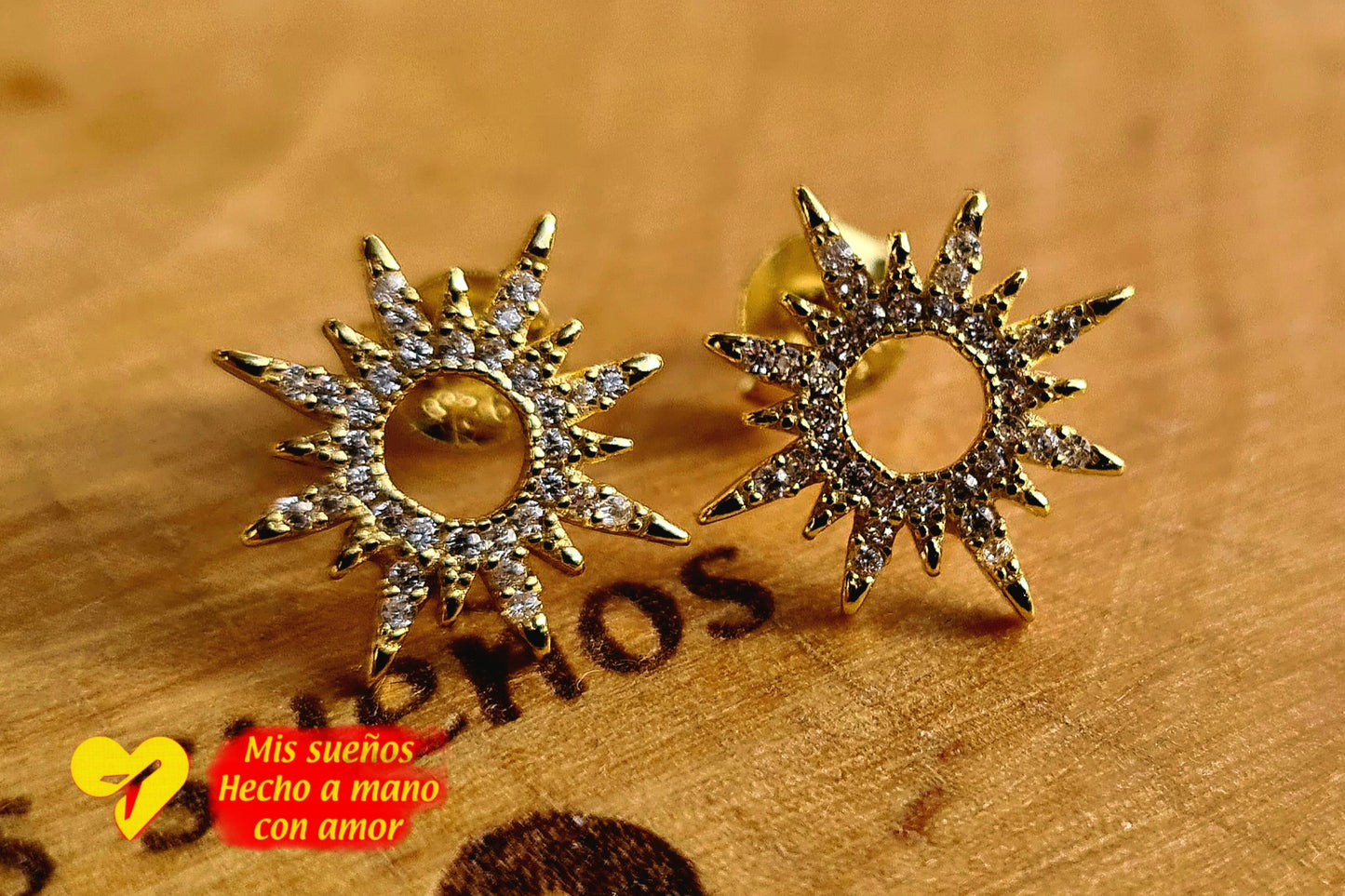 Glänzende Ohrstecker "Sonne" 925 Sterling Silber