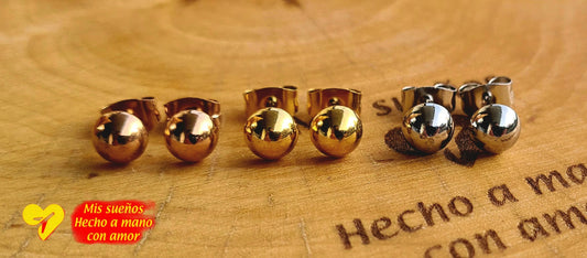 Ohrstecker tricolor 3er Set Halbkugel Edelstahl