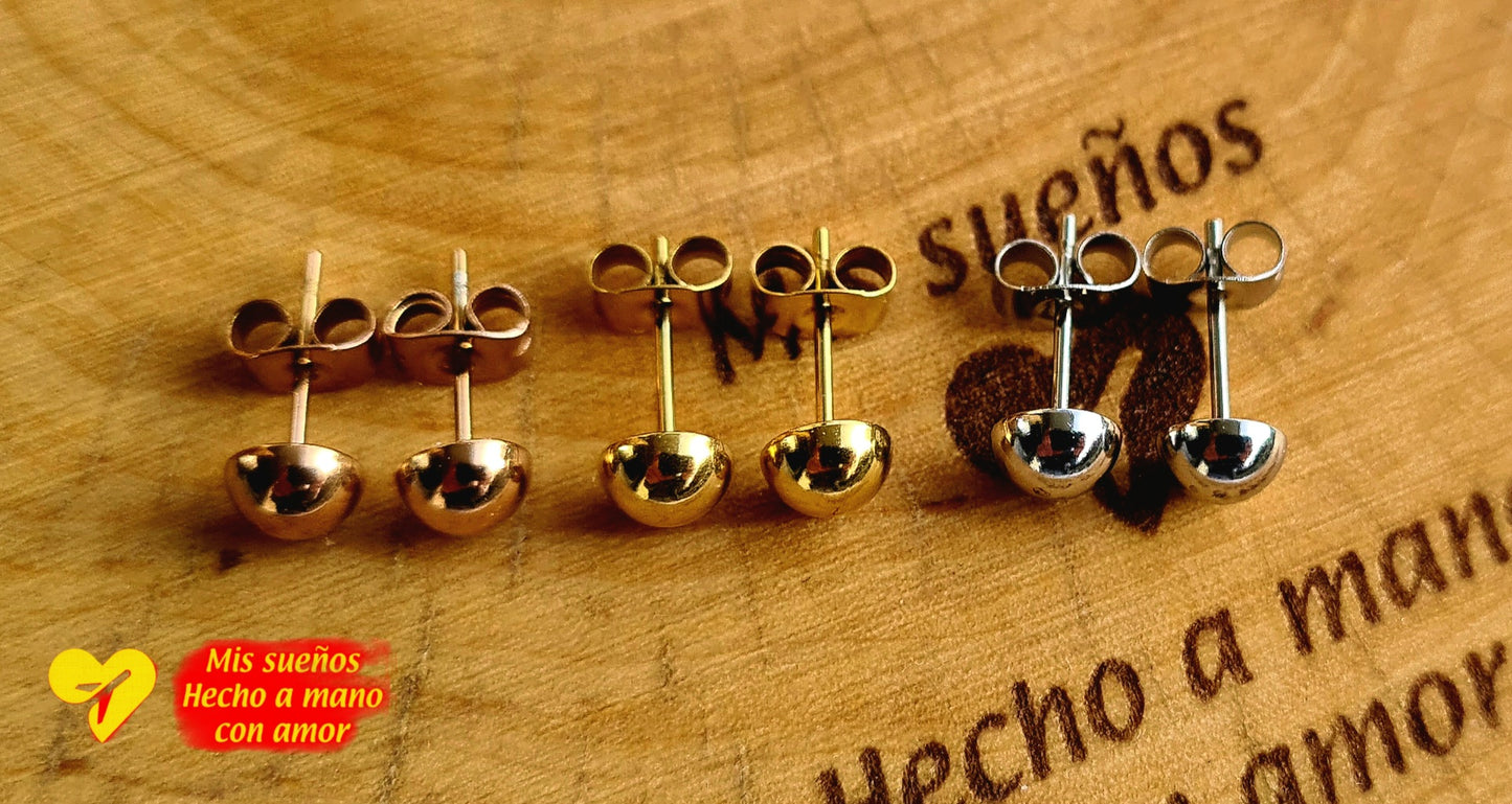 Ohrstecker tricolor 3er Set Halbkugel Edelstahl