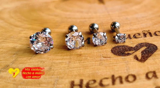 Ohrstecker/Piercing Set Silber mit Zirkonia Steinchen Edelstahl verschiedene Motive