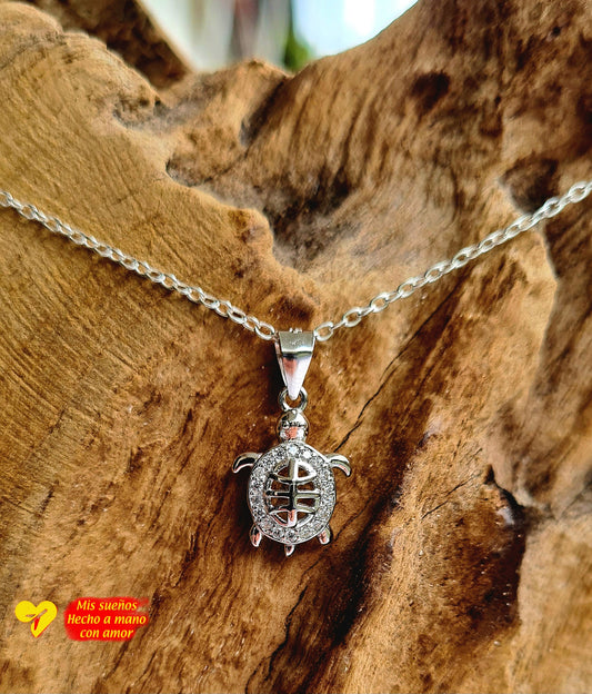 Schildkröte m. Zirkonia Steinchen 925 Sterling Silber