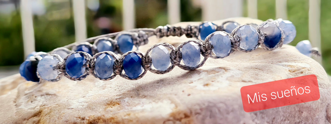 Makramee-Armband Blauquarz