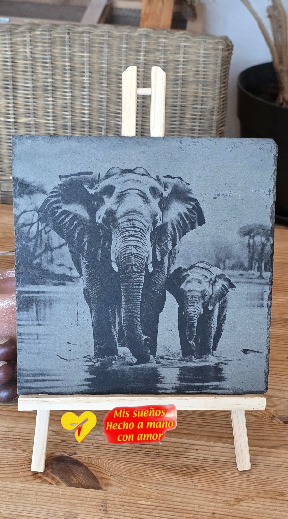 Serengeti - Bildgravur auf Schieferplatte