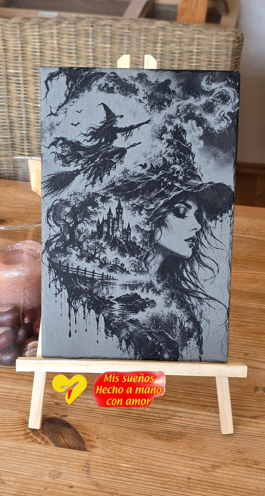 Witch - Bildgravur auf Schieferplatte